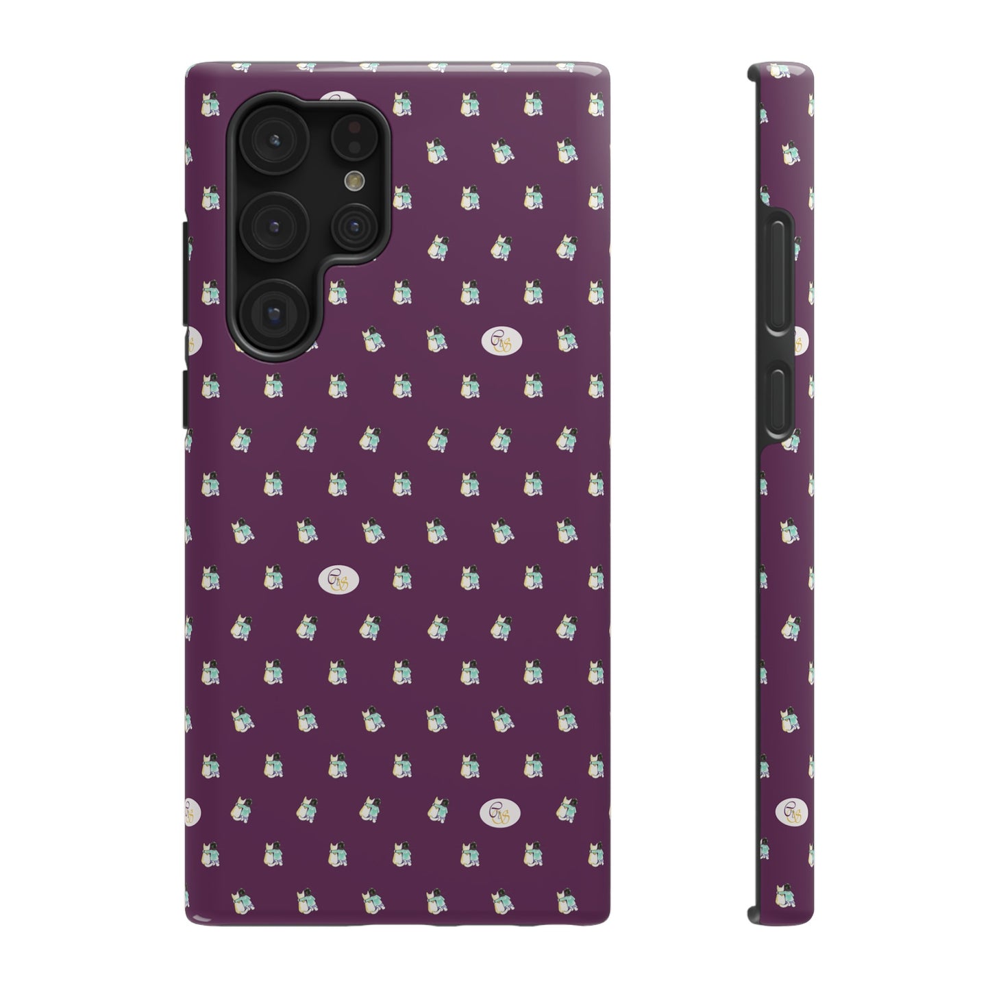 CTS Purple - repeat pattern boy and dog, Impact-Resistant Phone Cases by artist Marie Frederique