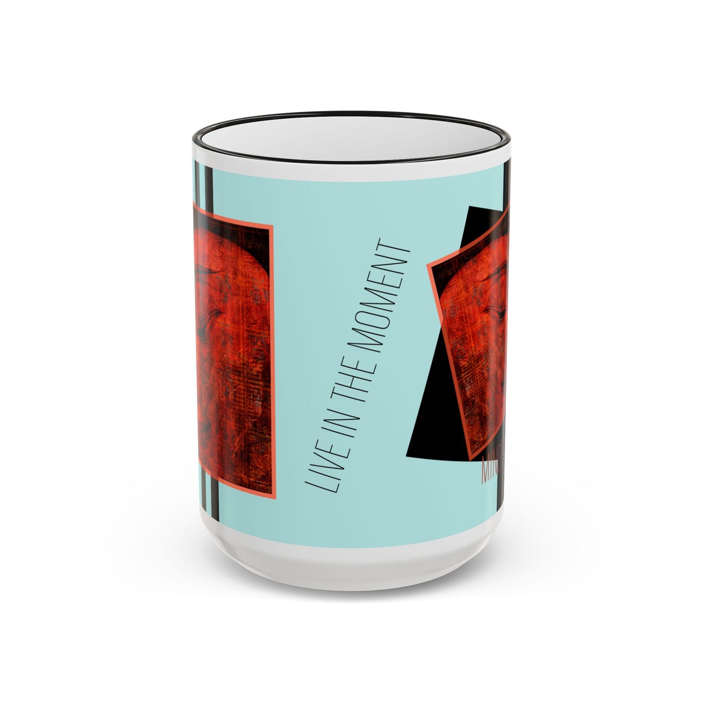 Mindfulness Accent Rim Mug — Zen Ceramic Coffee Cup (11oz, 15oz) by artist Marie Frederique