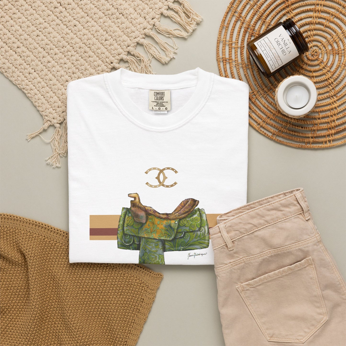 Western Saddle Equestrian Graphic T-Shirt by artist Marie Frederique