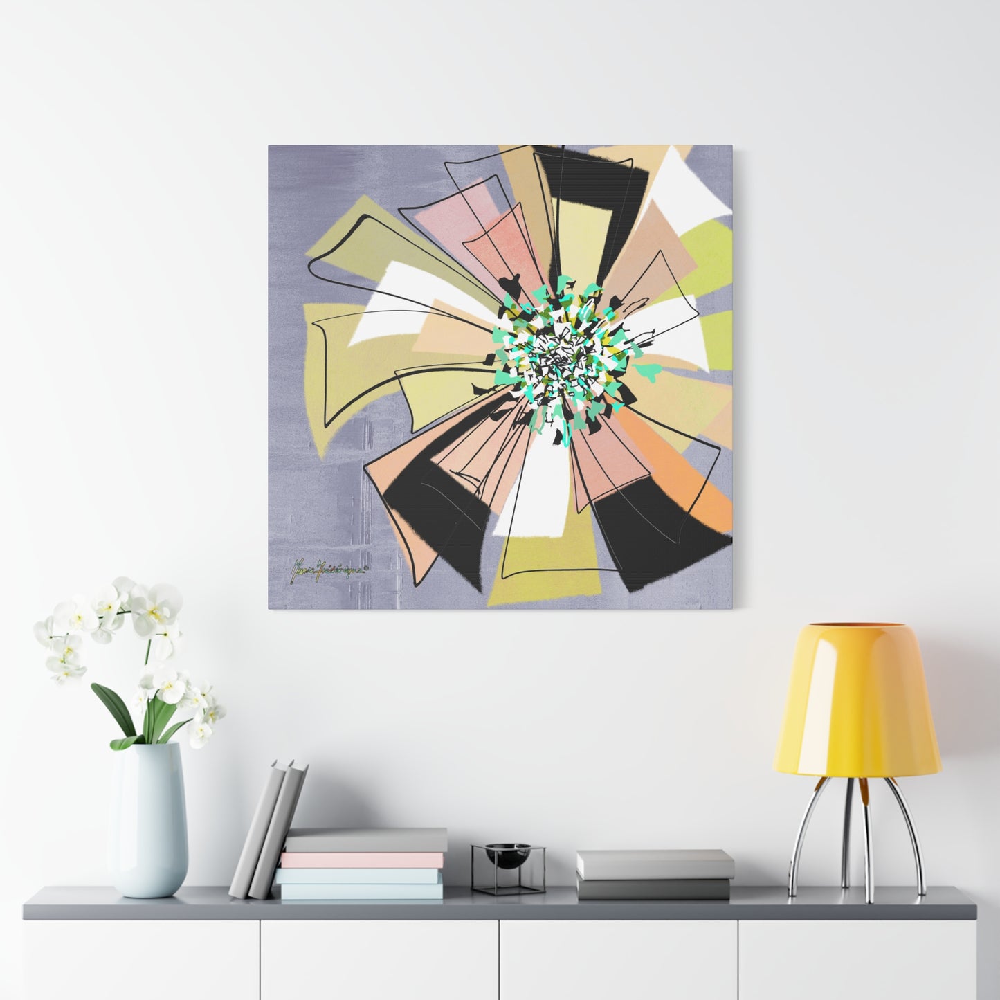 Abstract Floral Pinwheel Canvas Art Print by artist Marie Frederique