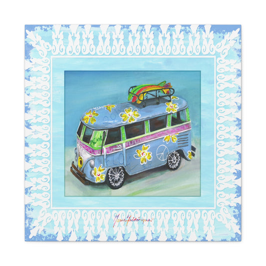 Flower Power Van, Canvas Print by artist Marie Frederique