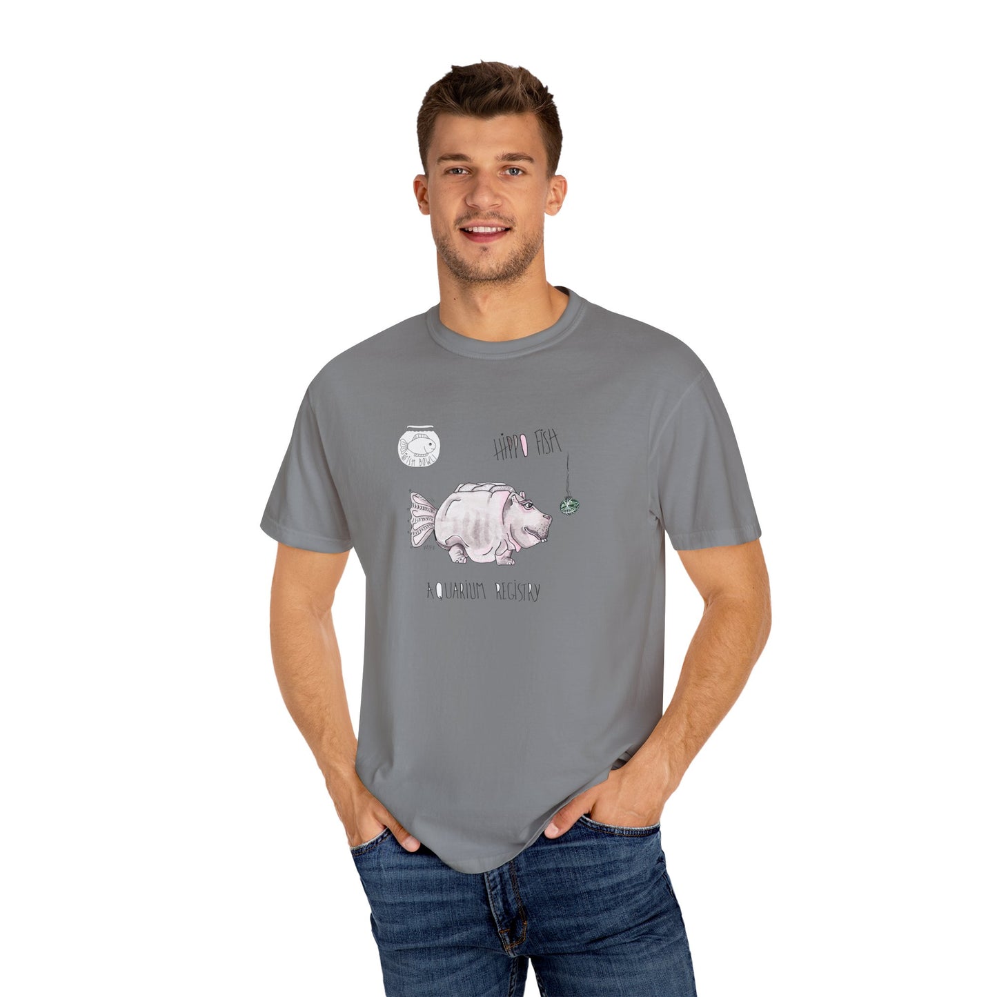 Hippo Fish Unisex T-shirt - The Fishbowl Collection by artist Marie Frederique