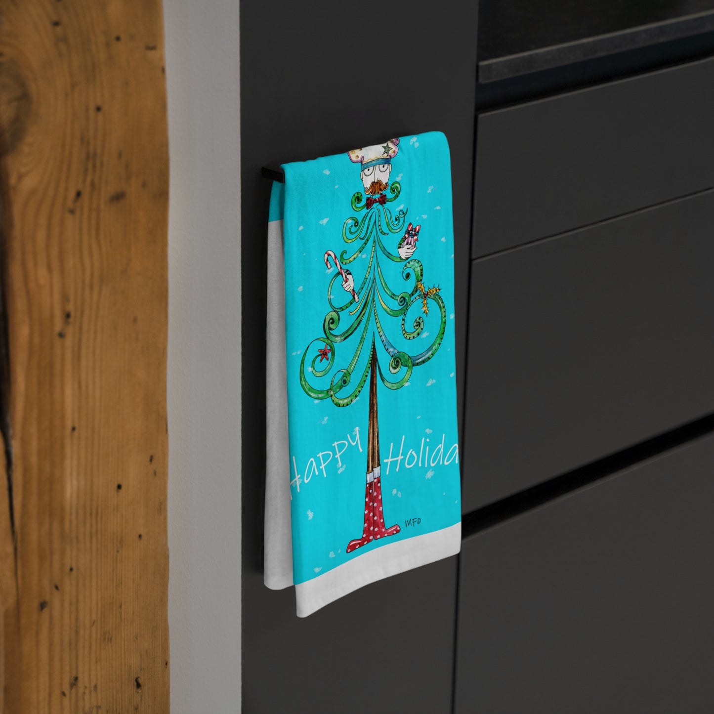 Christmas Tree Tea Towel by artist Marie Frederique