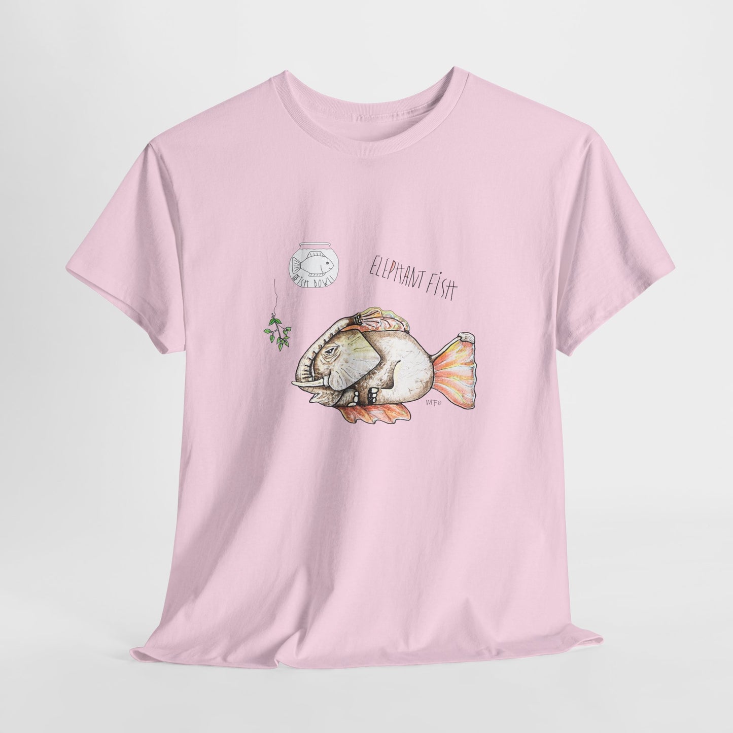 FISHBOWL Elephant Fish, - Unisex Heavy Cotton Tee by artist Marie Frederique