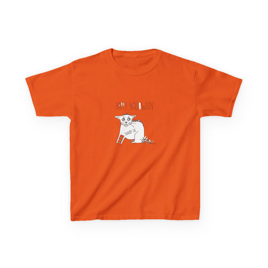 Halloween, Scaredy Cat - Kids Heavy Cotton™ Tee by artist Marie Frederique