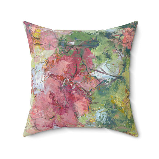 Floral Abstract, Faux Suede Pillow by artist Marie Frederique