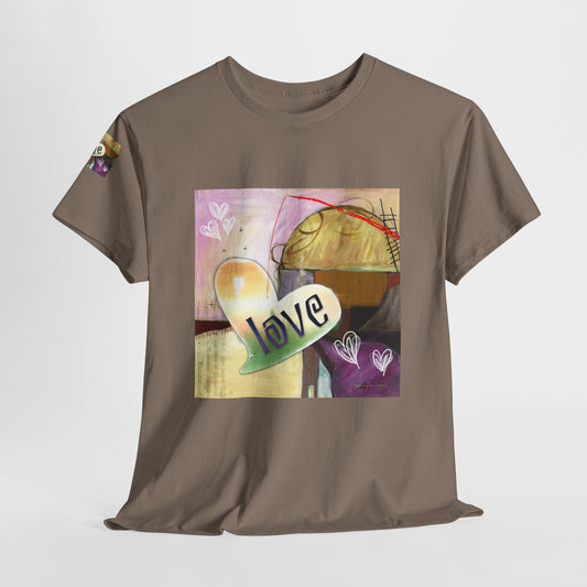 Valentine Love Heart Abstract, Unisex Heavy Cotton Tee by artist Marie Frederique