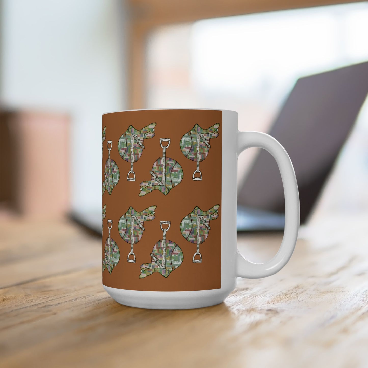 Equestrian Saddle pattern Ceramic Mug (11oz/15oz) by artist Marie Frederique