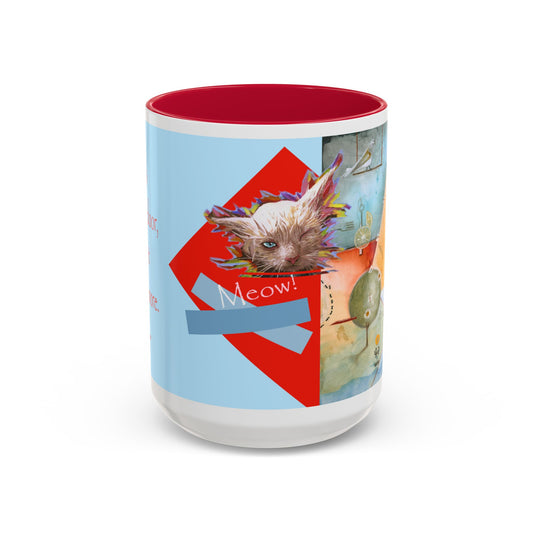 Mug - New Neighbours from a Cat's Perspective, Funny Cat Lover Gift by artist Marie Frederique