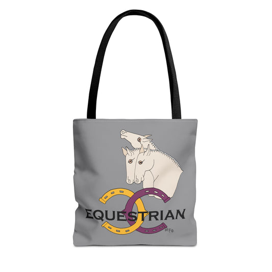 EQUESTRIAN CTS, Grey Tote Bag in 3 sizes and black or beige handles by artist Marie Frederique