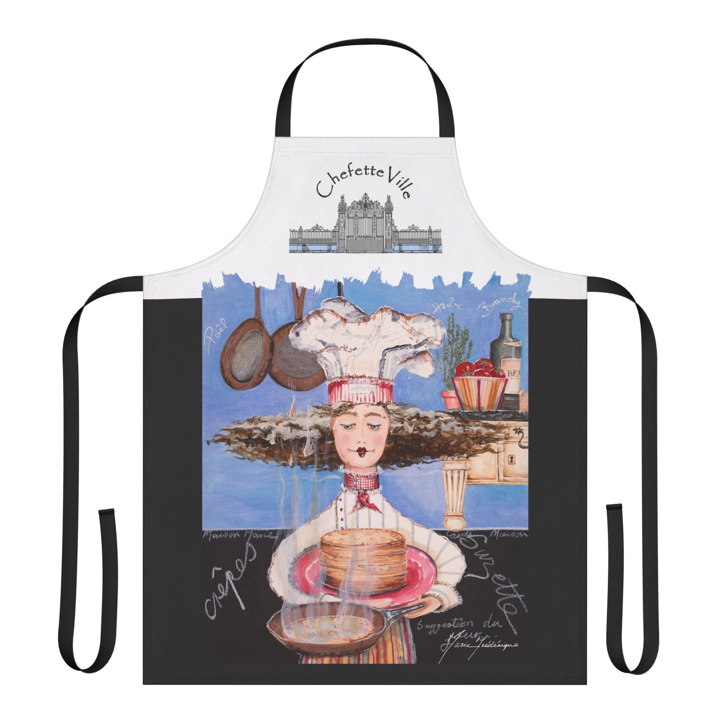 Chef Apron — Crepes Suzette Bistro Apron with 'ChefetteVille' Design