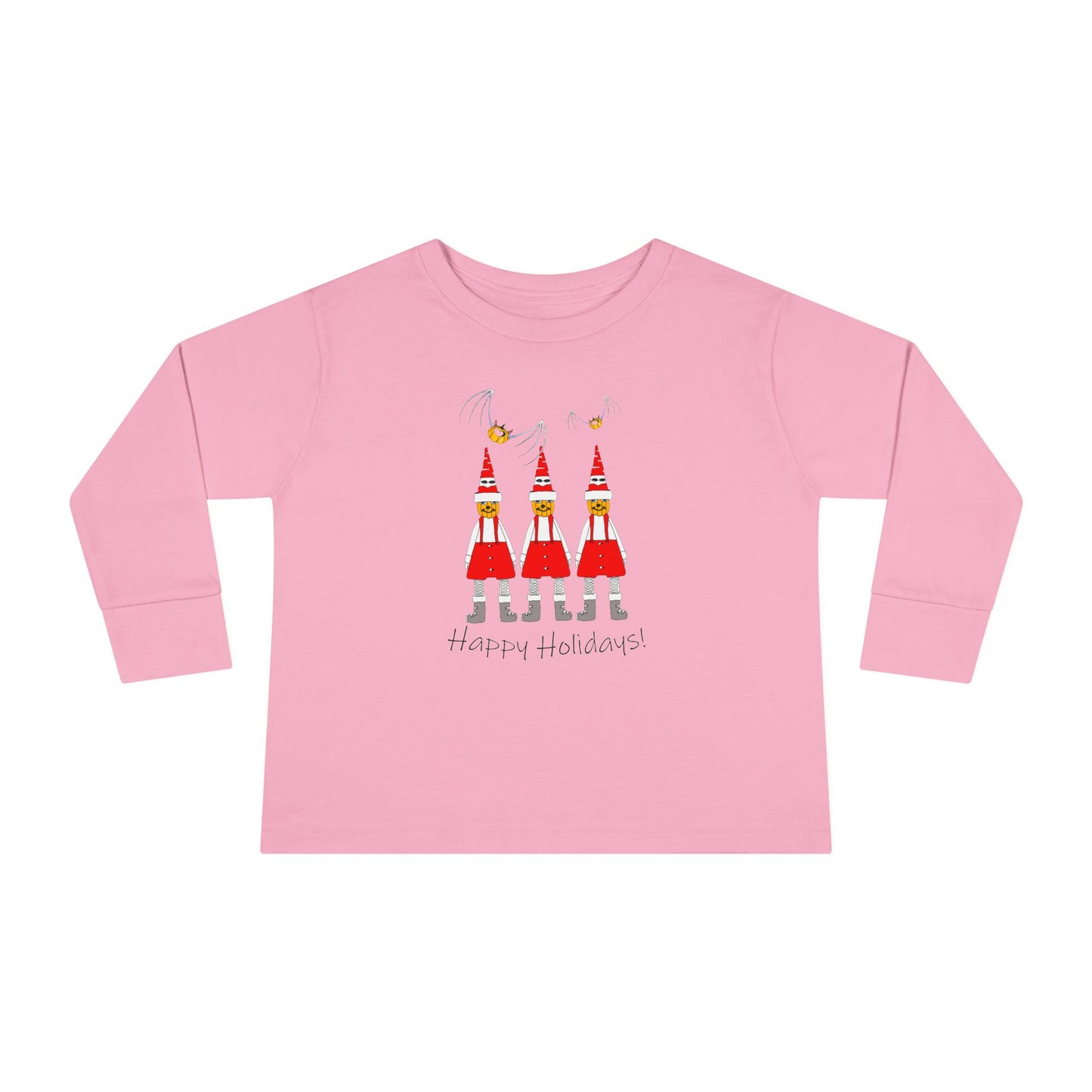 Holiday Pumpkin Santas - Toddler Long Sleeve Tee by artist Marie Frederique