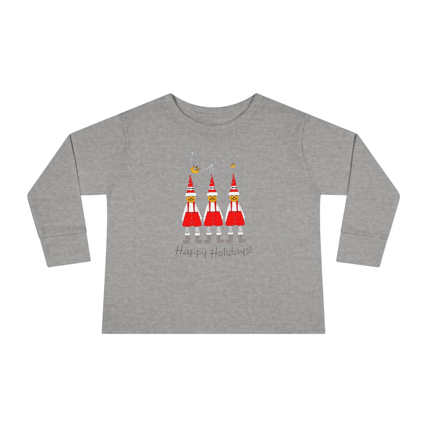 Holiday Pumpkin Santas - Toddler Long Sleeve Tee by artist Marie Frederique