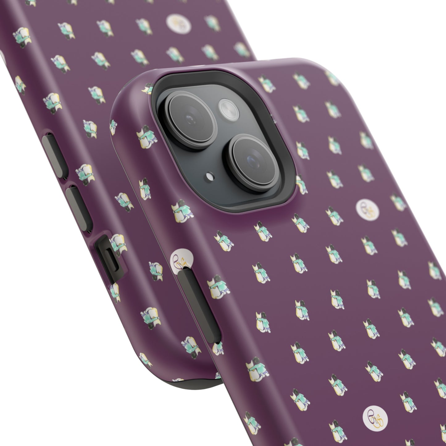 CTS Purple - repeat pattern boy and dog, Impact-Resistant Phone Cases by artist Marie Frederique