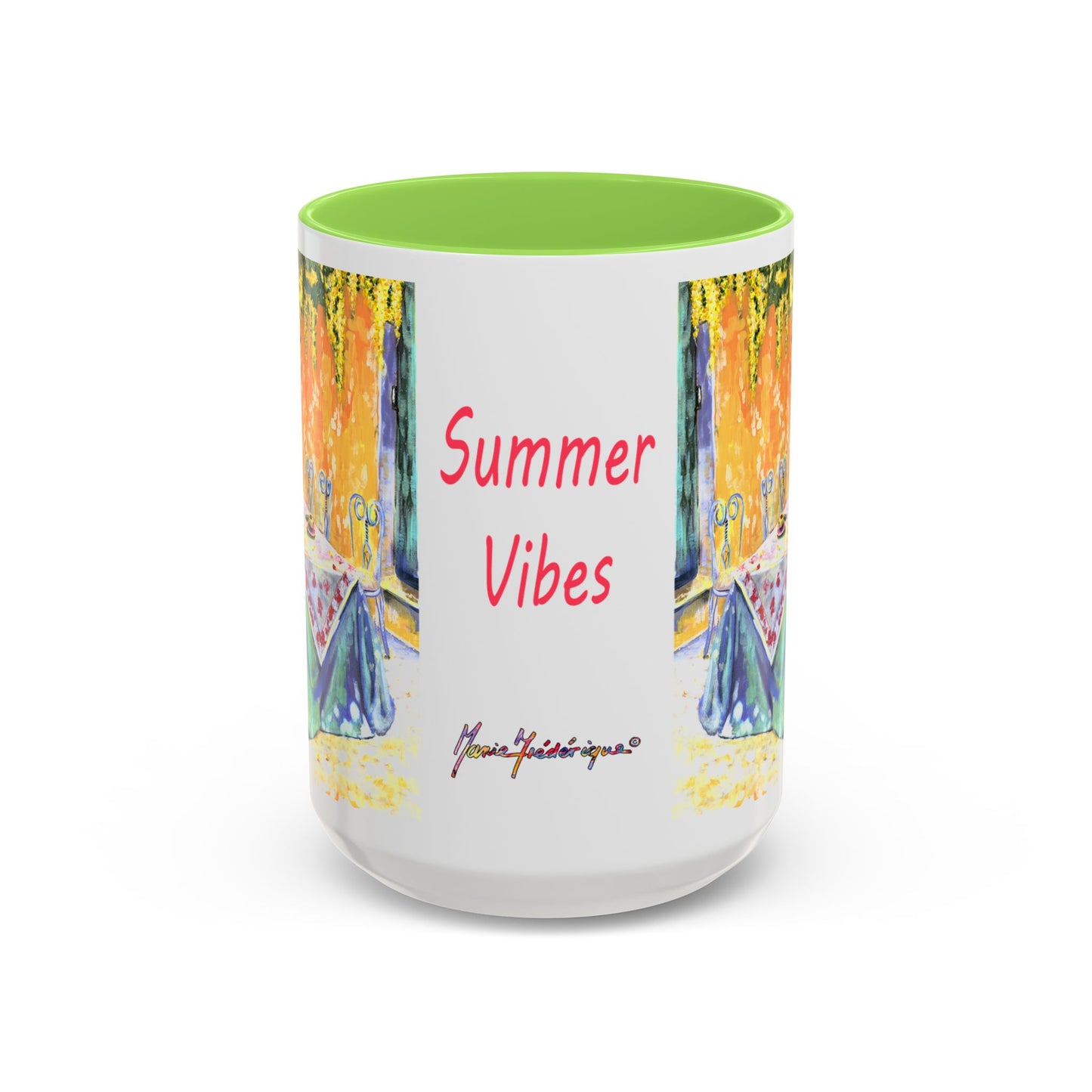 Summer Vibes, Summer pation lunch table - Colorful Mug by artist Marie Frederique