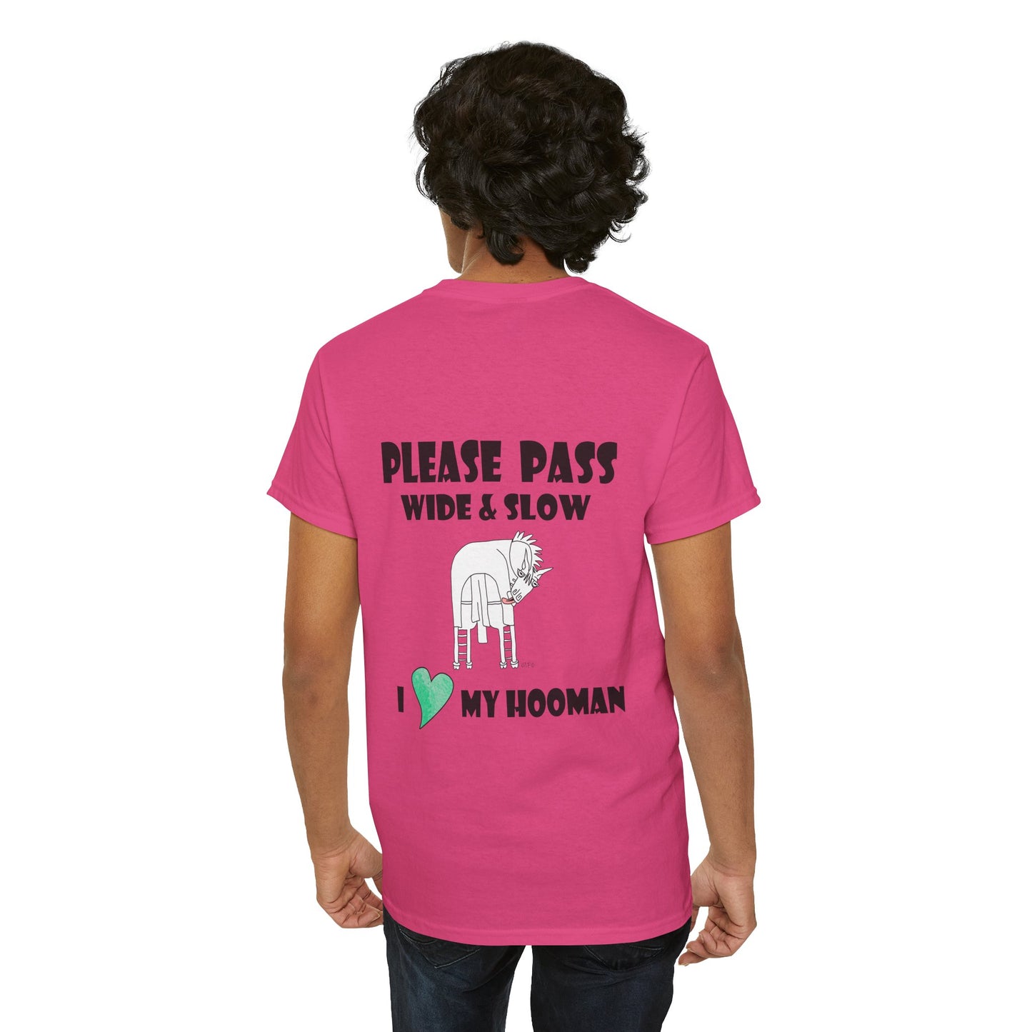 Equestrian safety awareness top - Please Pass Wide & Slow, I ❤️ My Hooman by artist Marie Frederique