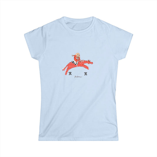 Humpty, Cute Horse-Riding Tee – Whimsical Brick Graphic Women's T-Shirt by artist Marie Frederique