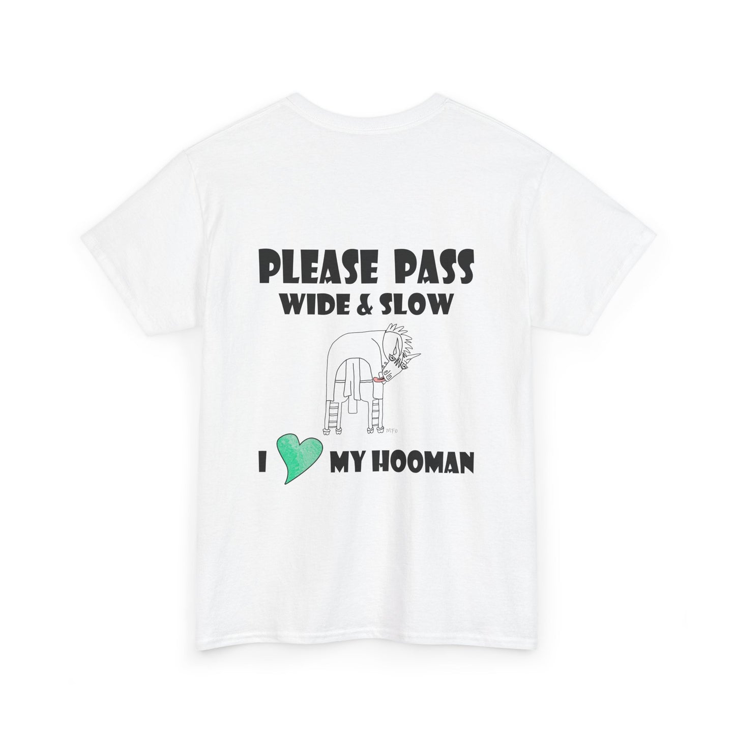 Equestrian safety awareness top - Please Pass Wide & Slow, I ❤️ My Hooman by artist Marie Frederique