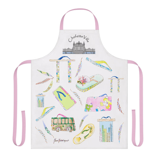 Beach Flip-Flop Pattern Apron – Summer Vacation Kitchen Apron by artist Marie Frederique