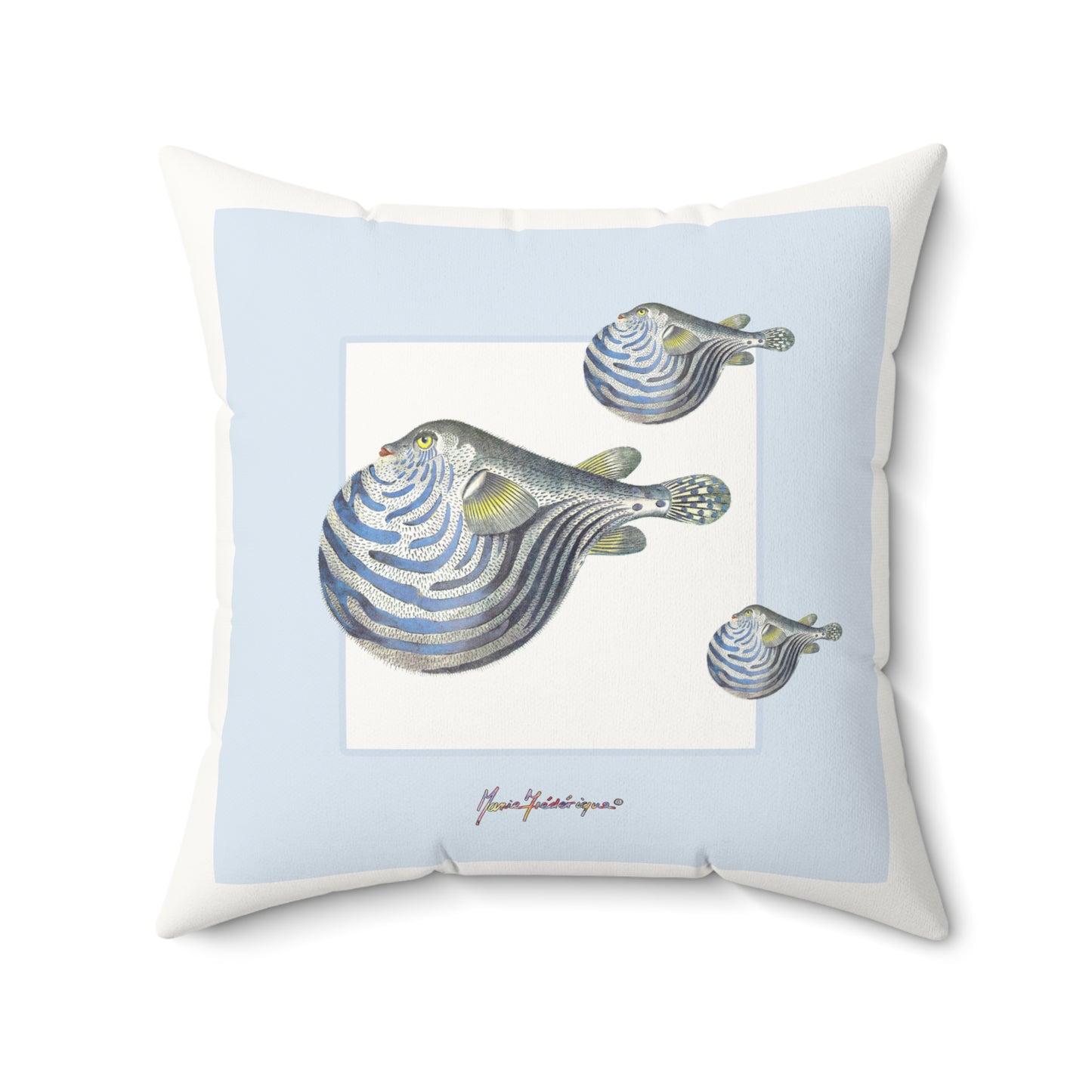 Coastal Fish Art Pillow by artist Marie Frederique