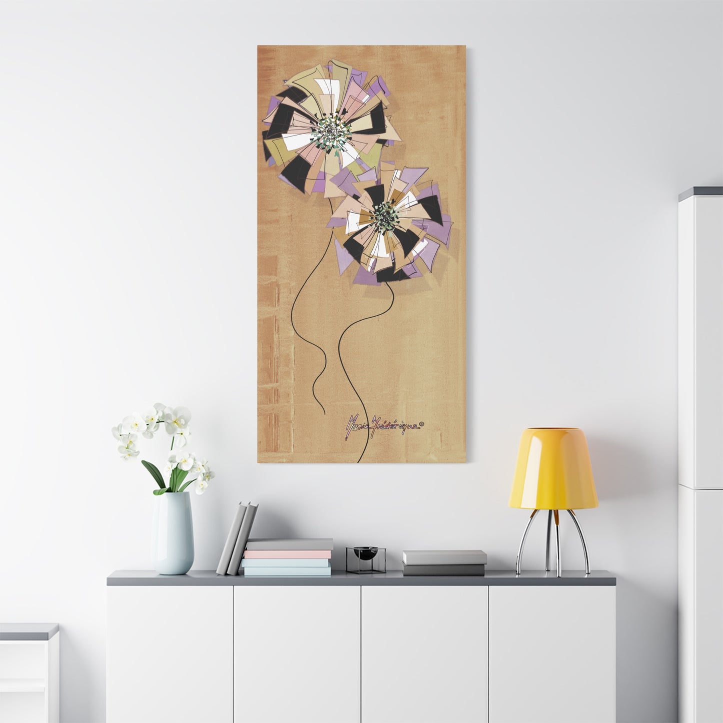 Floral Pinwheel Vertical Wall Canvas by artist Marie Frederique