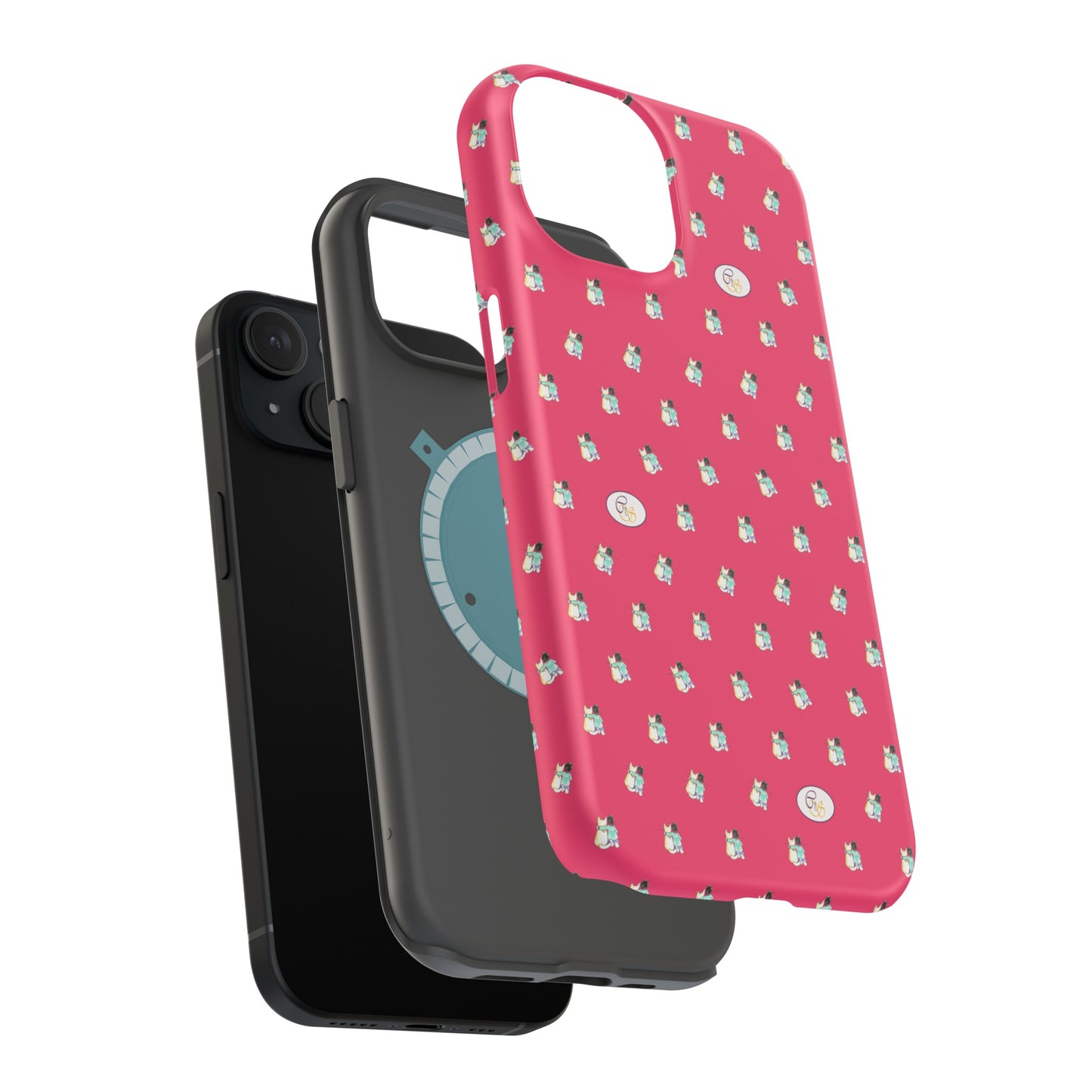 CTS Pink - repeat pattern boy and dog, Impact-Resistant Phone Cases by artist Marie Frederique