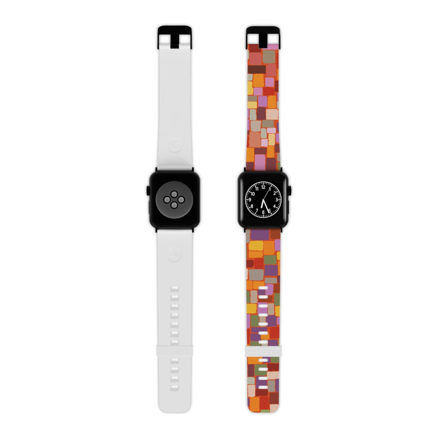 Apple multicolored Autum Squares Abstract design Watch Band for Apple Watch (Loop band is white) by artist Marie Frederique