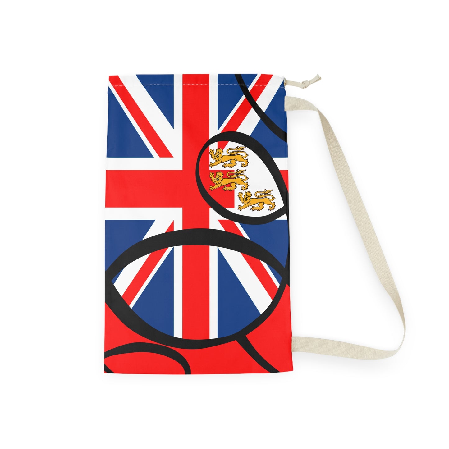 Union Jack Laundry Bag with 3 Lions - by artist Marie Frederique