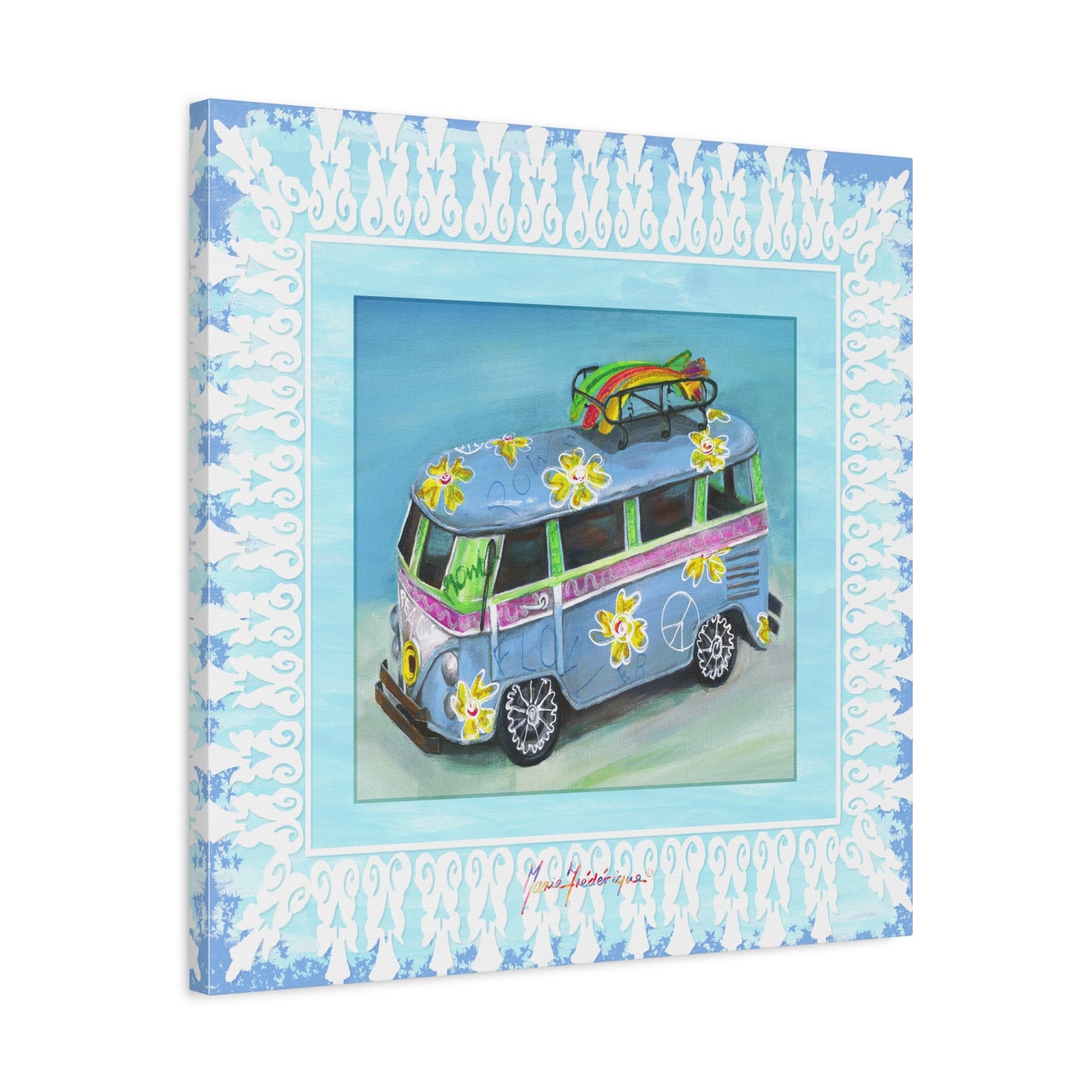 Flower Power Van, Canvas Print by artist Marie Frederique