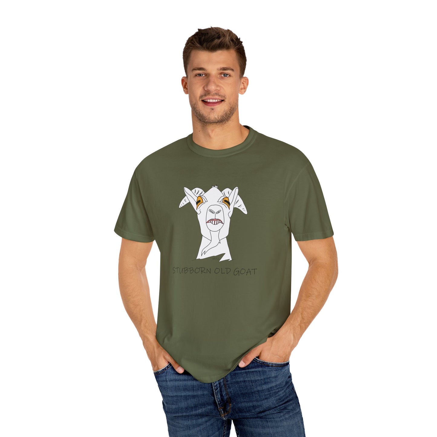Stubborn Old Goat T-Shirt - Unisex Tee for Goat Lovers by artist Marie Frederique