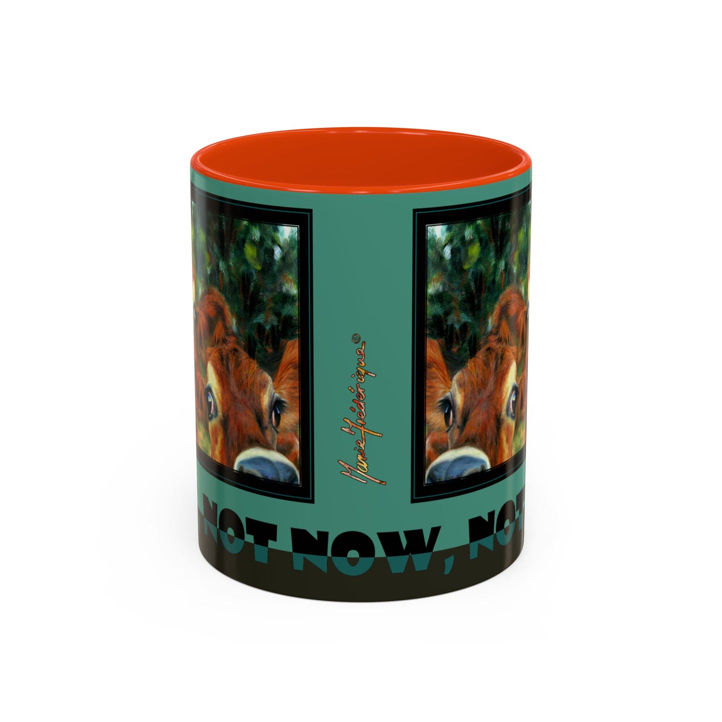 Funny Cow "NOPE, NOT NOW, NOT EVER" Mug Udderly Delicious Coffee Cup for Moochachos by artist Marie Frederique