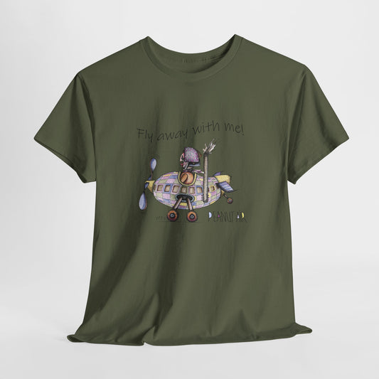 PEANUT AIR, "Fly away with me!" Unisex Heavy Cotton Tee by artist Marie Frederique (S - 5XL)