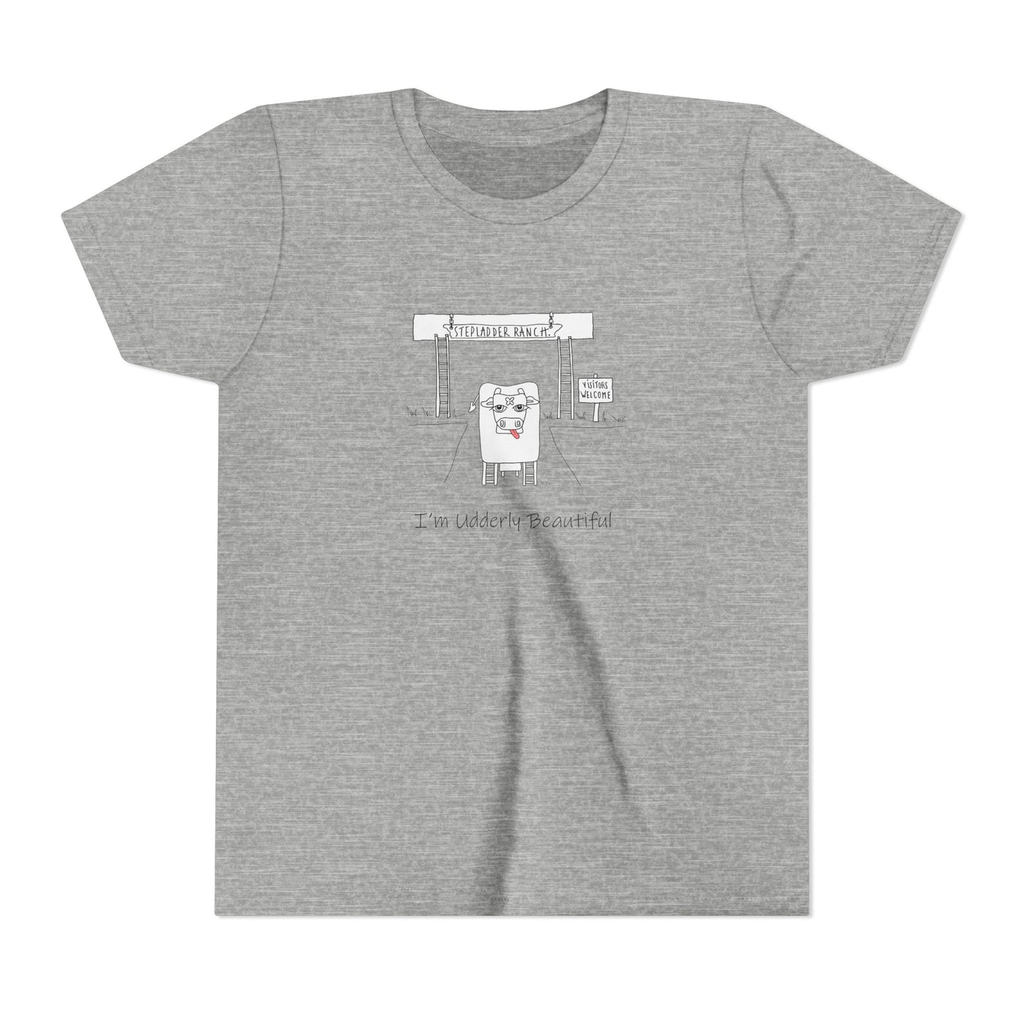 Cute Youth Tee - "I'm Udderly Beautiful" Cow Design - Perfect for Kids