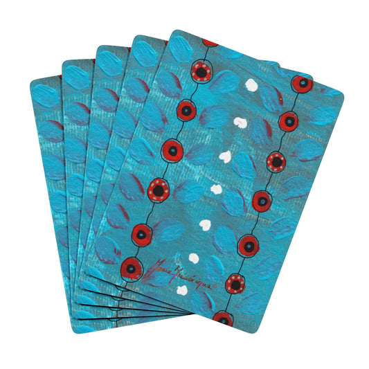 Guinea Fowl Blue Pattern Artistic Bridge/Poker Playing Cards Set - Unique Design for Game Night by artist Marie Frederique
