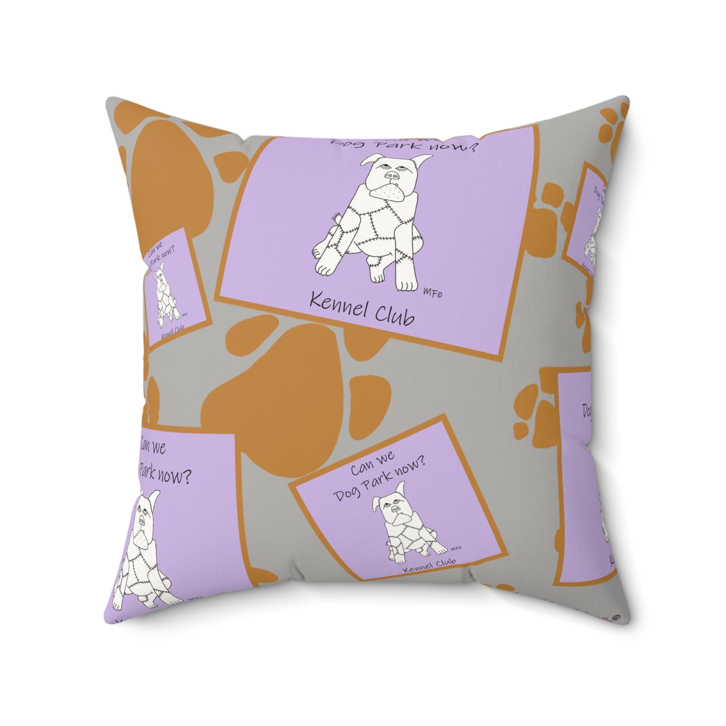 Dog Park, Faux Suede Pillow - Perfect for Dog Owners by artist Marie Frederique