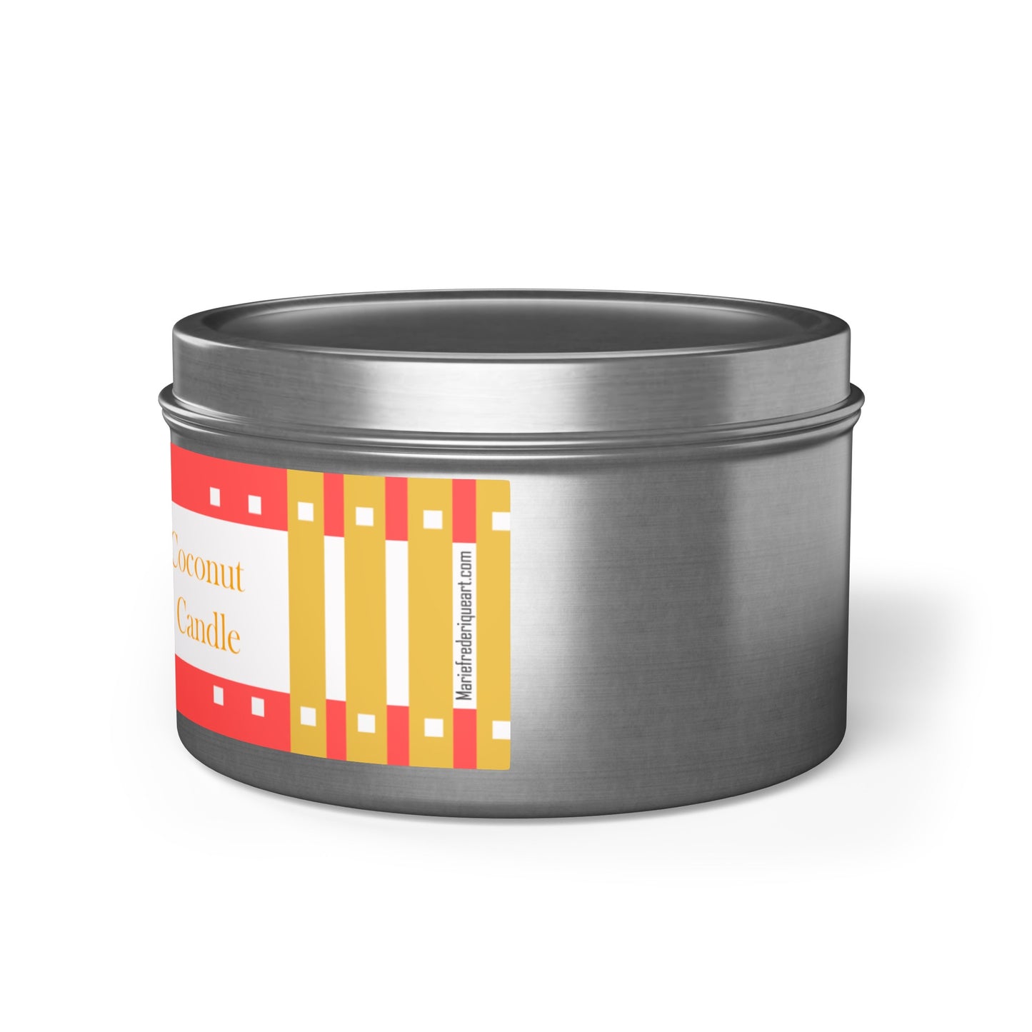 CTS #3 Candle Collection, "Mango Coconut" Scented Coconut Soy Wax Candle in a metal tin. 4 oz or 8 oz, 3 tin colors silver, black or gold