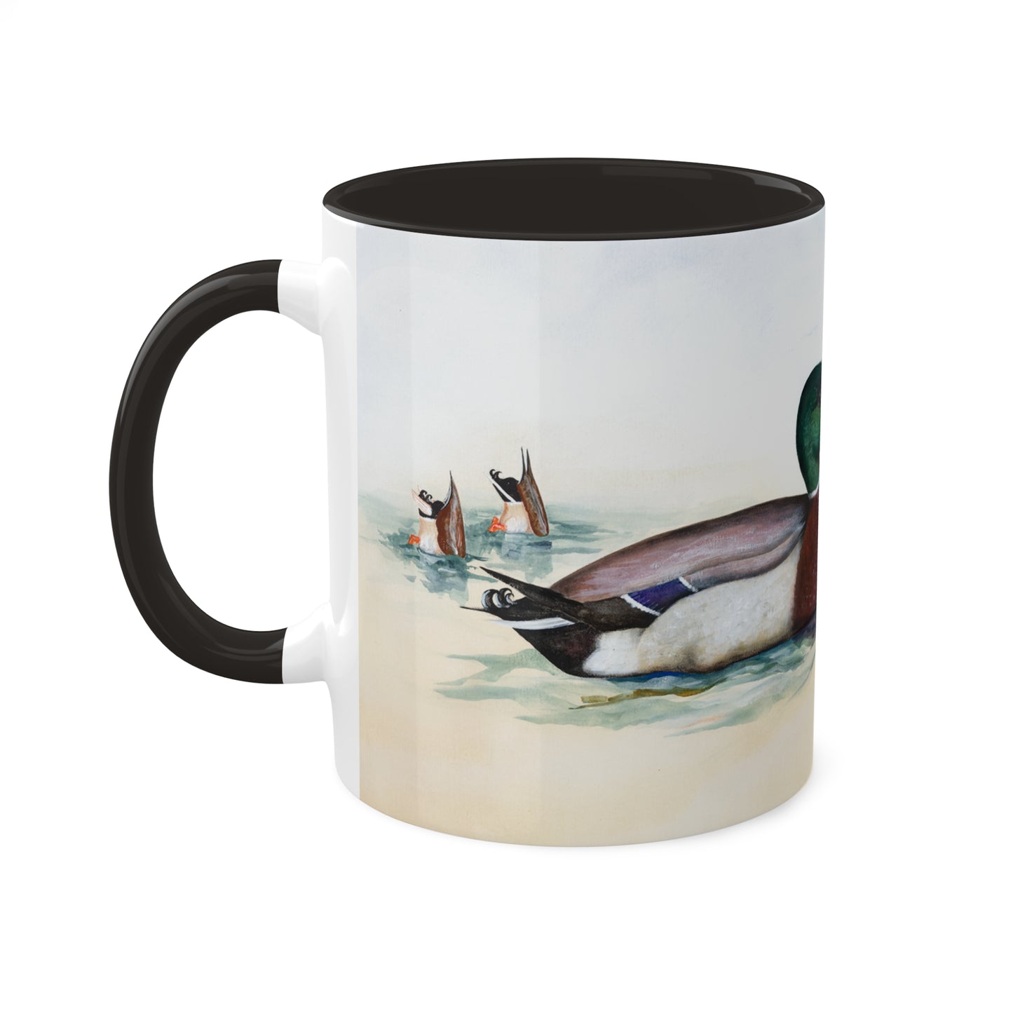 Everyone needs a Good Duck 1, Colorful Mallard drake art print Mug in 4 color variations, 11oz By Artist Marie Frederique