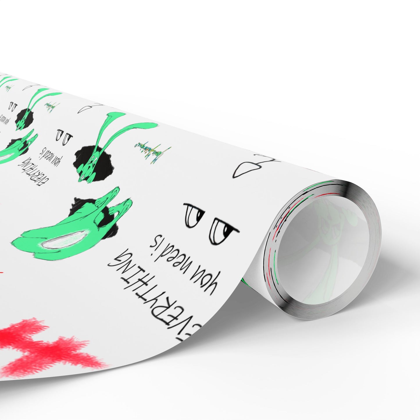 Wrapping Paper - Down the Rabbit hole Pattern with 'Everything You Need Is over there' Text by artist Marie Frederique