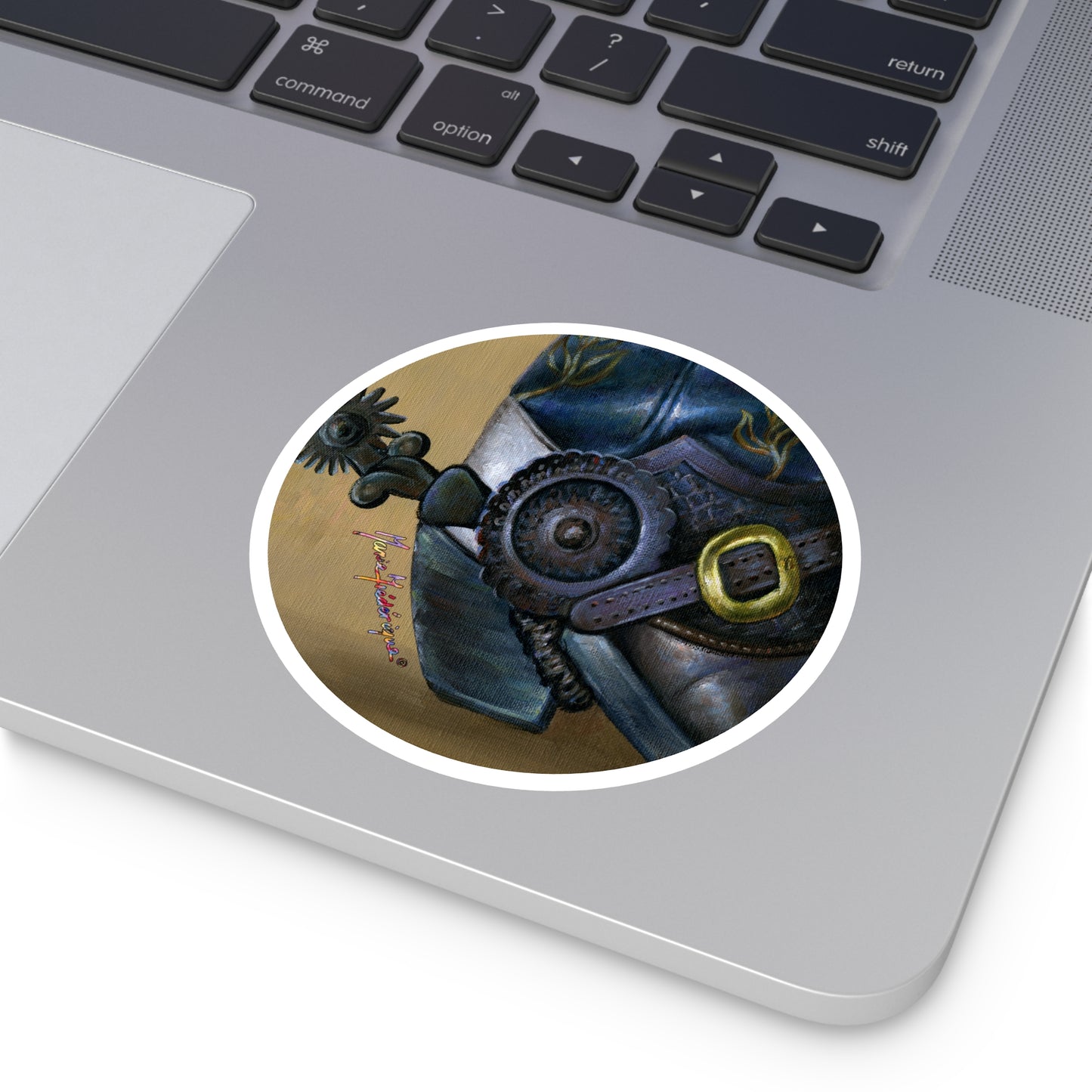 Cowboy boot and spur by Artist Marie Frederique, Round Stickers, Indoor\Outdoor