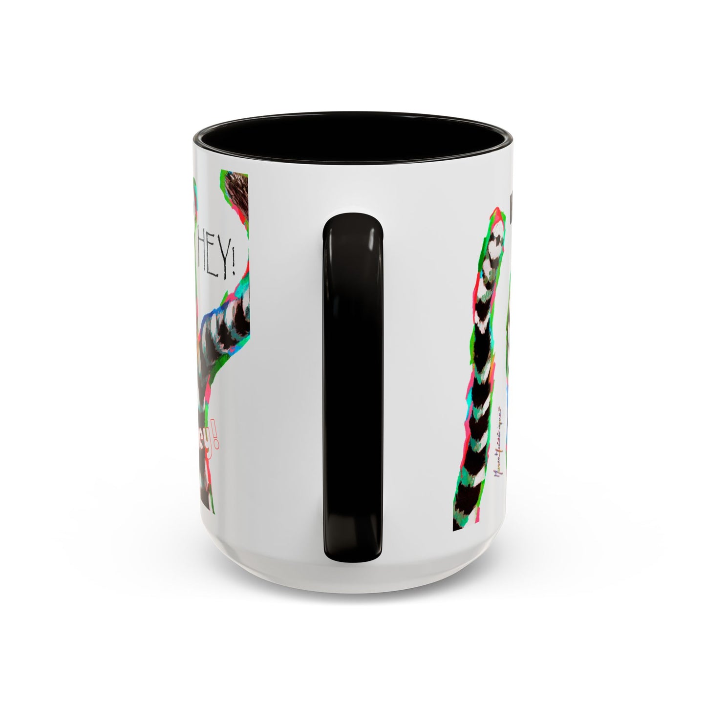 Lemurs from Madagascar scrambling to say "Hey!" - Colorful Mug by Artist Marie Frederique