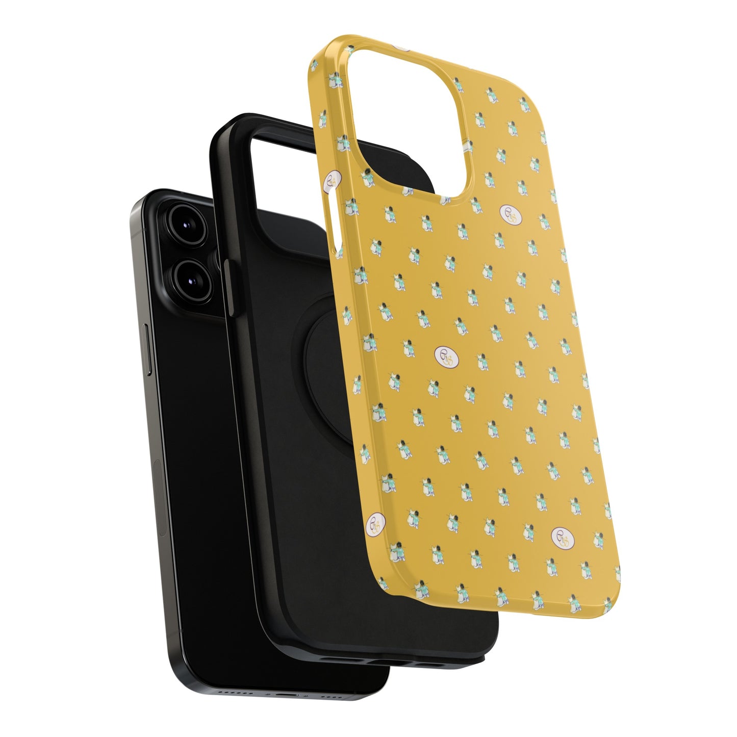 CTS Gold - repeat pattern boy and dog, Impact-Resistant Phone Cases by artist Marie Frederique