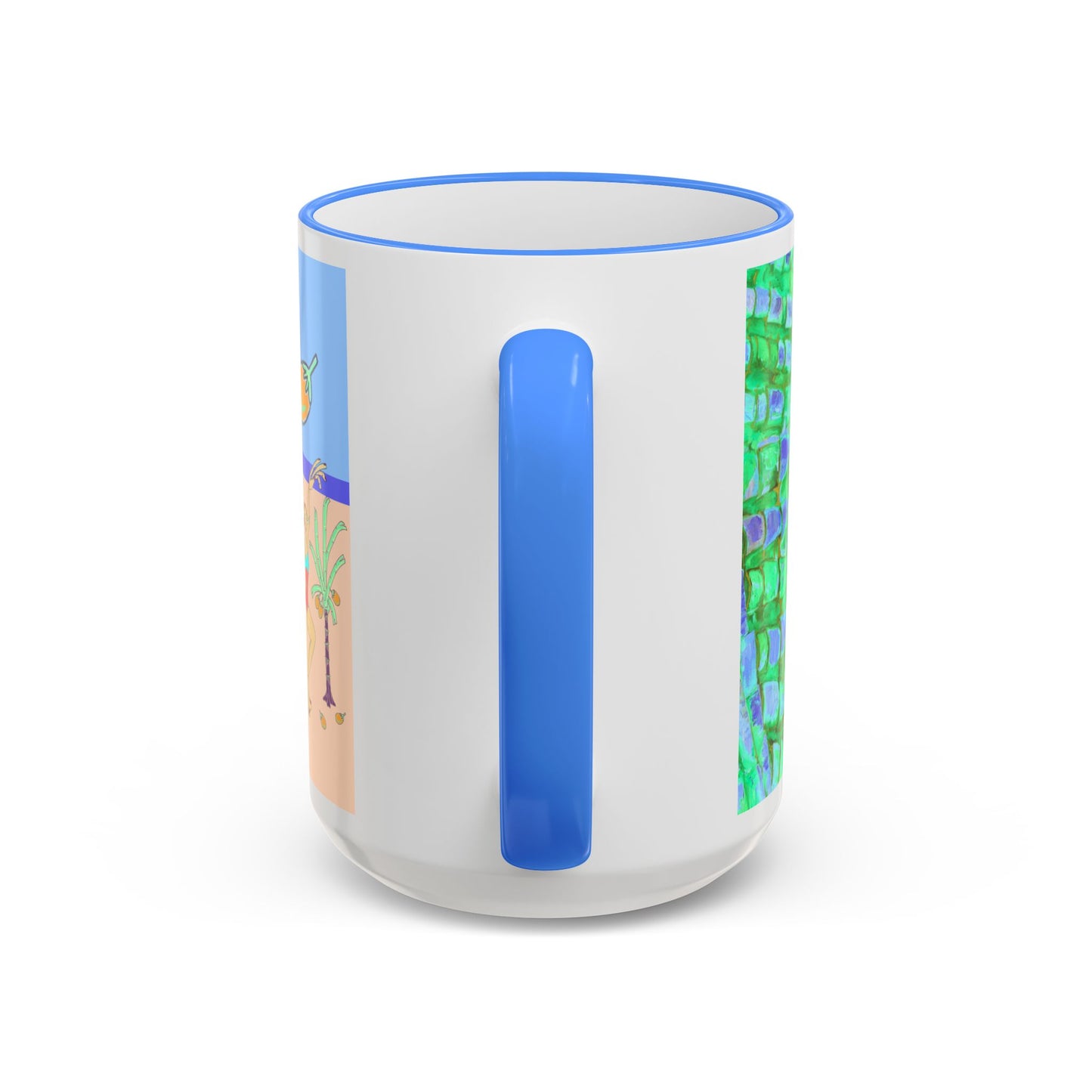 Tropical Beach Pattern Accent Rim Mug (11oz/15oz) by artist Marie Frederique