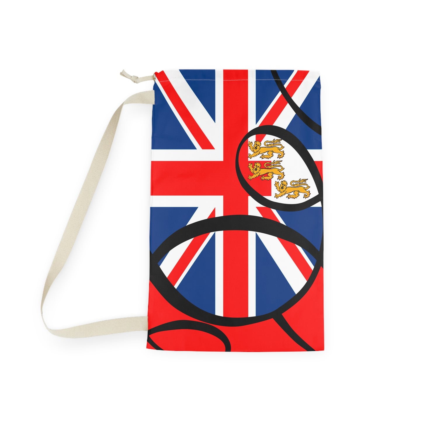 Union Jack Laundry Bag with 3 Lions - by artist Marie Frederique