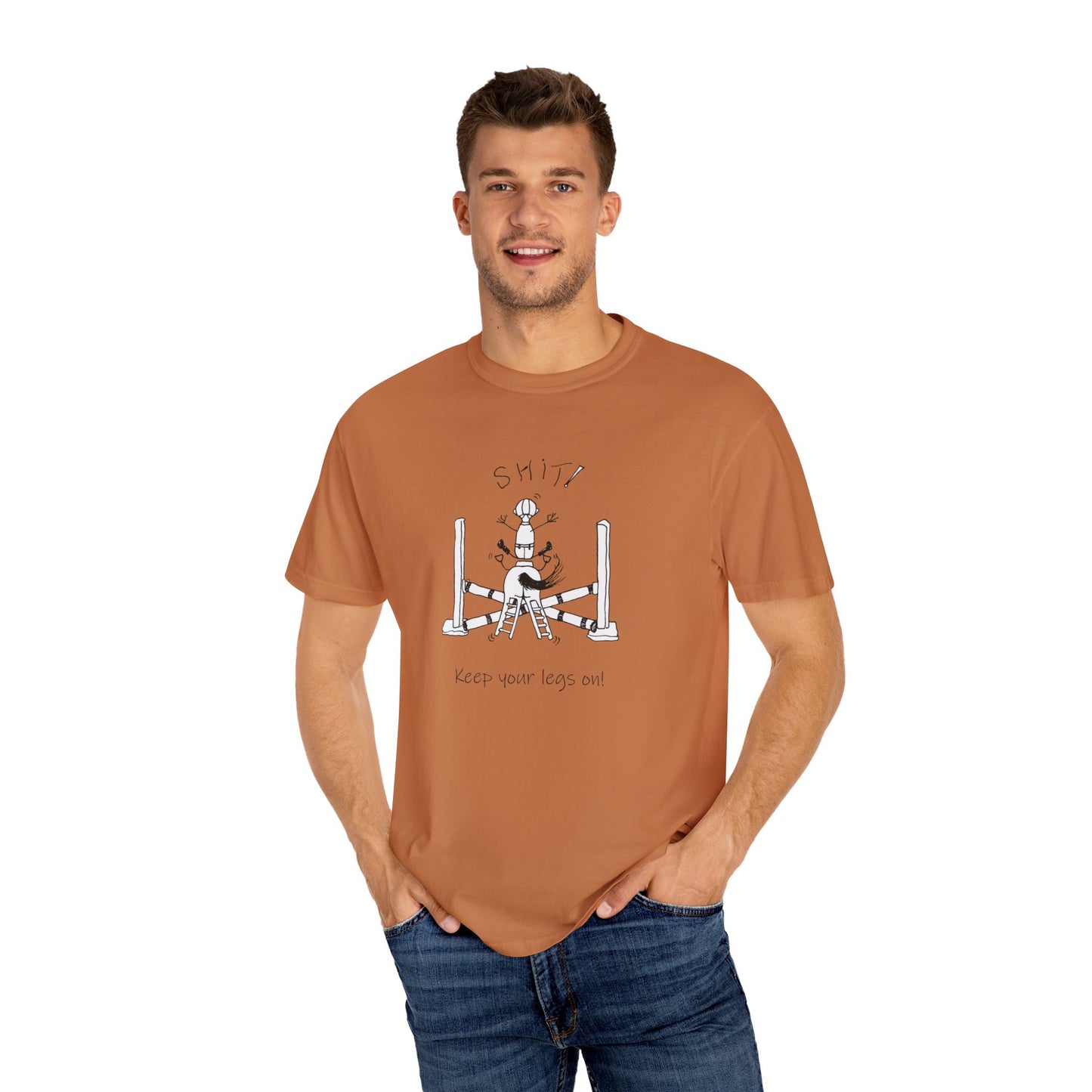 CTS - Keep your legs on! Equestrian Whimsical T in 5 colors- Unisex Garment-Dyed T-shirt by artist Marie Frederique