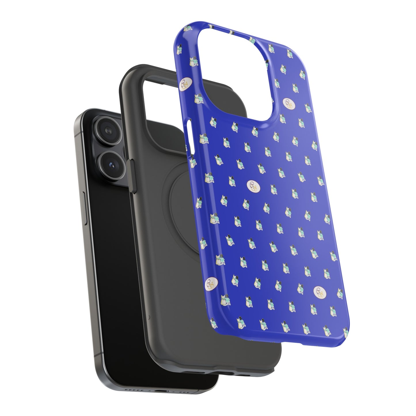 CTS Blue - repeat pattern boy and dog, Impact-Resistant Phone Cases by artist Marie Frederique