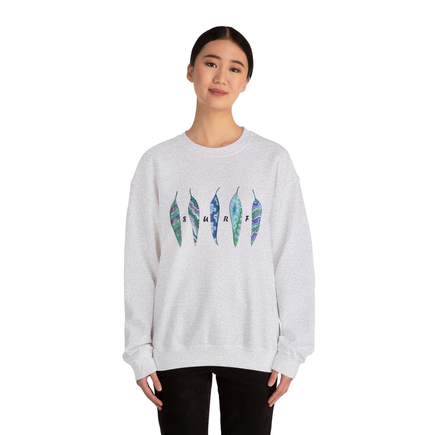 SURF painted leaves - Unisex Heavy Blend™ Crewneck Sweatshirt by artist Marie Frederique