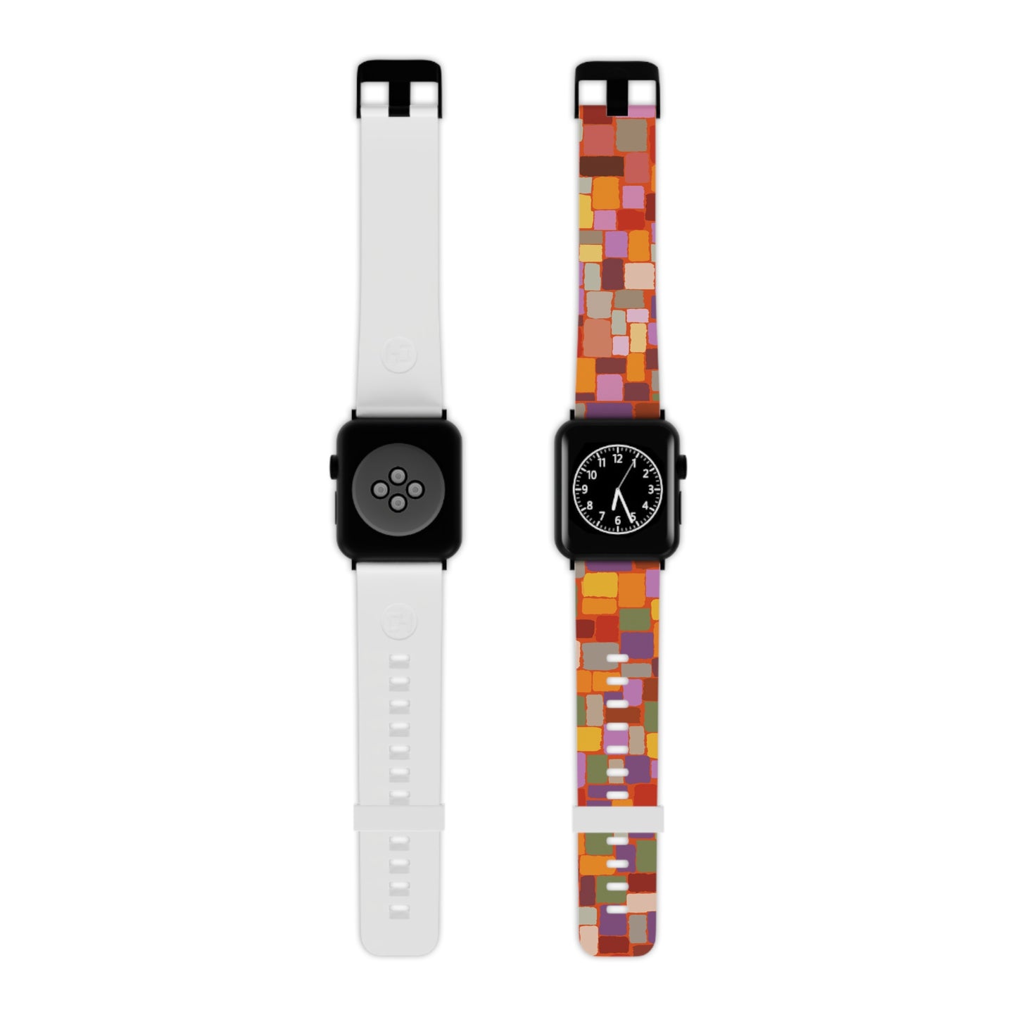 Apple multicolored Autum Squares Abstract design Watch Band for Apple Watch (Loop band is white) by artist Marie Frederique