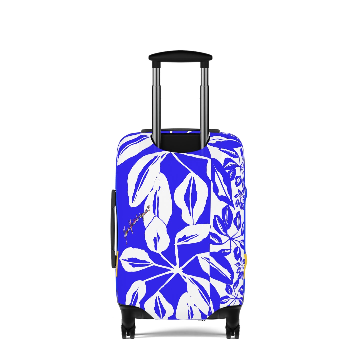 Luggage Cover, Tropical Leaves Blue and white - Luggage Cover by artist Marie Frederique