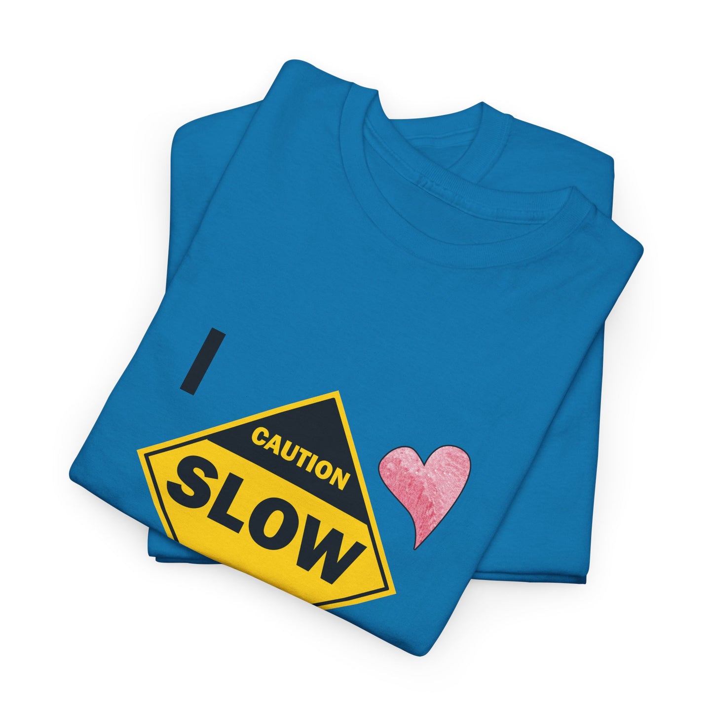 Slow, Caution - I love my cat, Tee Unisex Heavy Cotton Tee by artist Marie Frederique