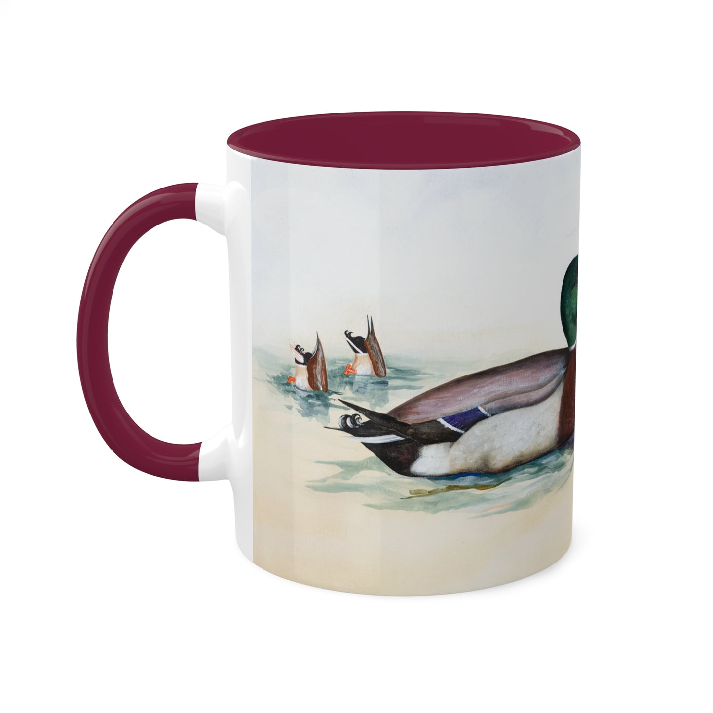 Everyone needs a Good Duck 1, Colorful Mallard drake art print Mug in 4 color variations, 11oz By Artist Marie Frederique